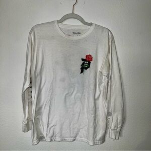 Primitive White Long Sleeve Shirt with Rose Graphic